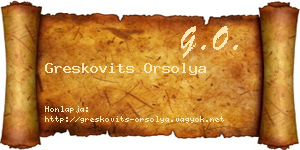 Greskovits Orsolya névjegykártya